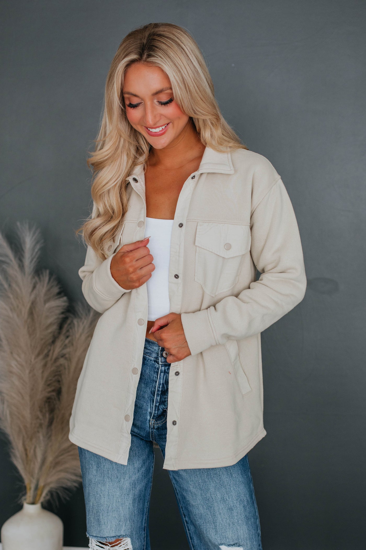 Venus Snap Shacket - Natural