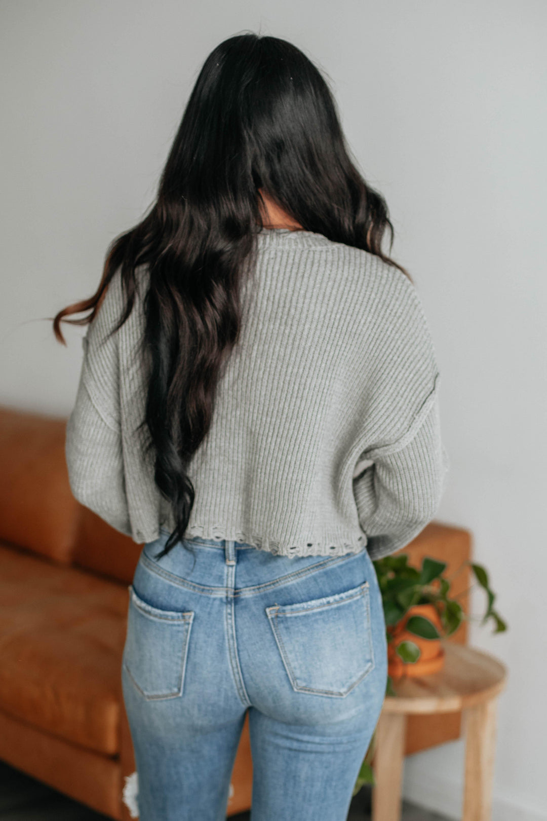 Vera Cropped Sweater - Grey