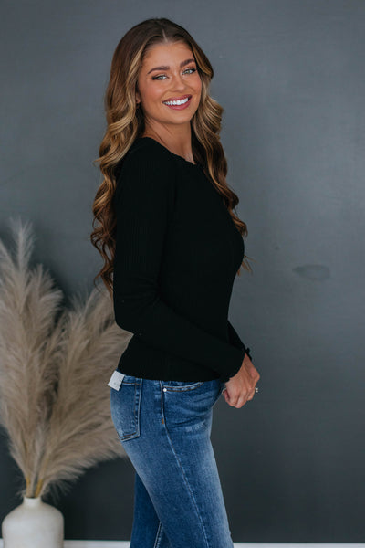 Vicki Ribbed Top - Black