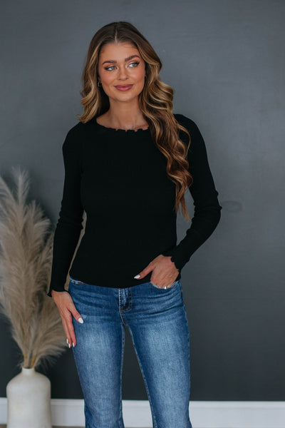 Vicki Ribbed Top - Black