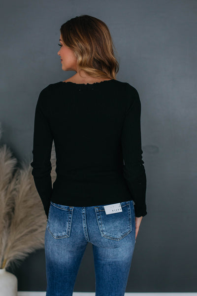 Vicki Ribbed Top - Black