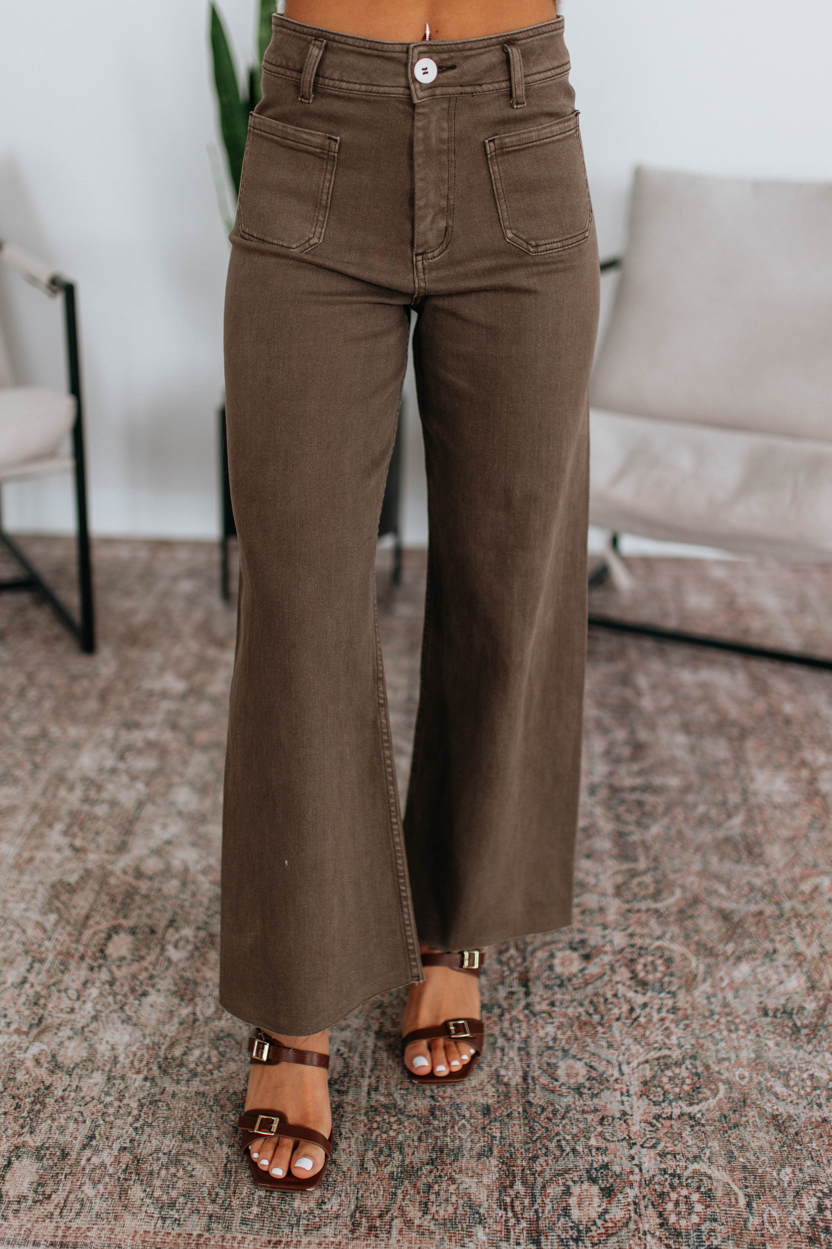 Hannah Wide Leg Pants - Cocoa