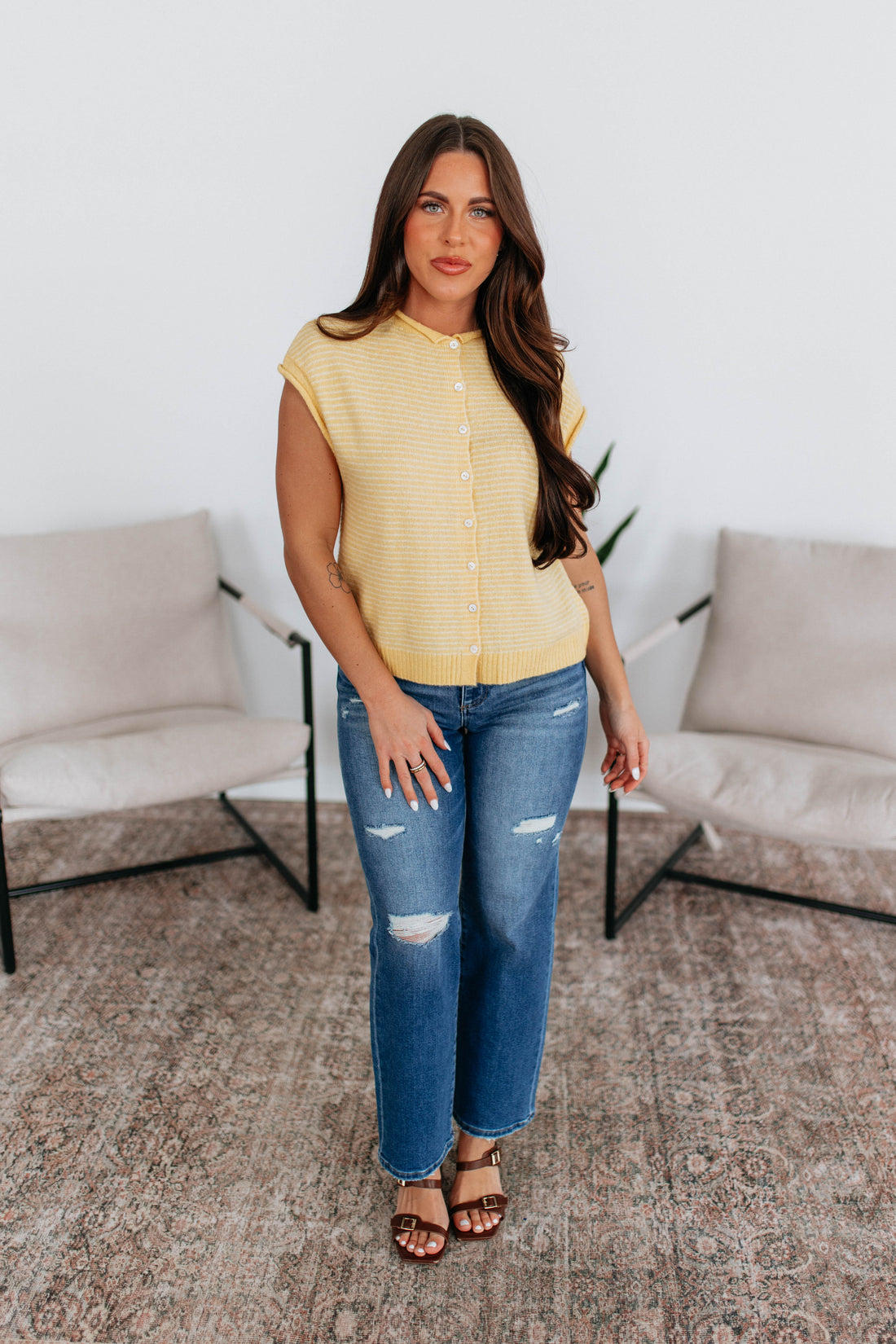 Camry Striped Cardigan Top - Sunshine Mix