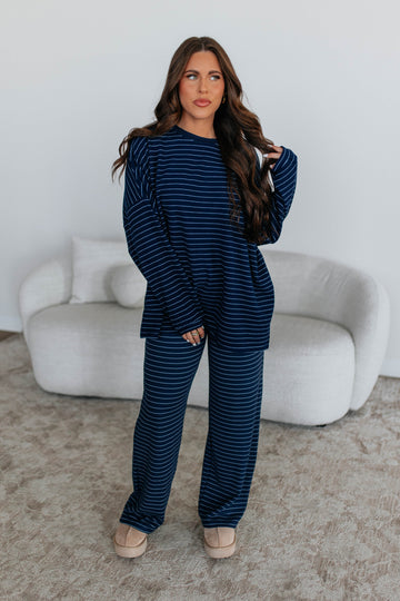 Cayla Striped Top - Navy Mix