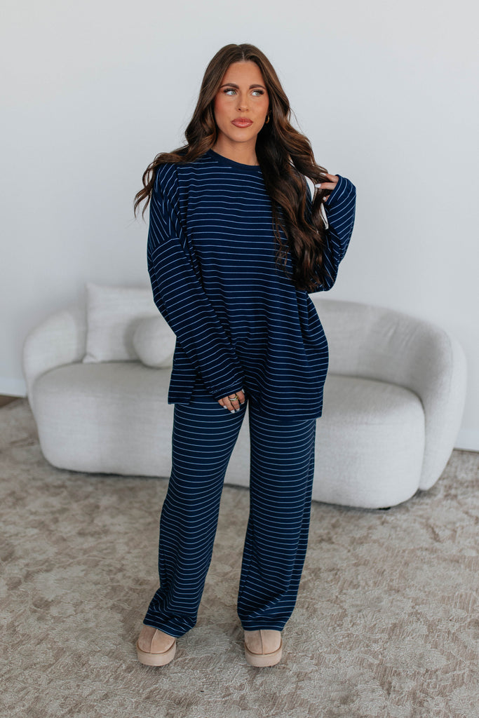 Cayla Striped Top - Navy Mix