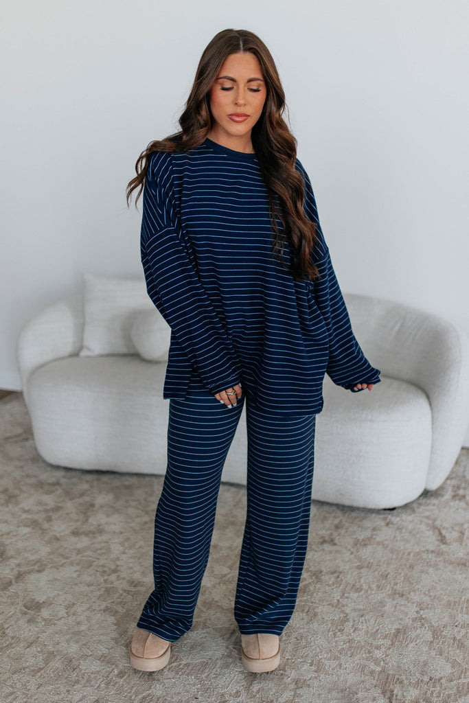 Cayla Striped Top - Navy Mix