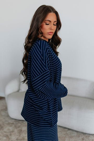 Cayla Striped Top - Navy Mix