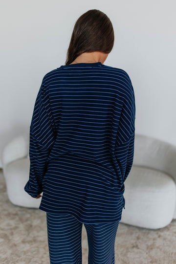 Cayla Striped Top - Navy Mix
