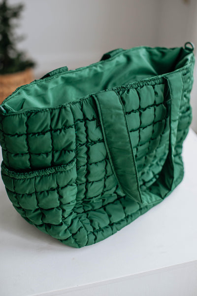 Weekend Away Quilted Tote Bag - Emerald