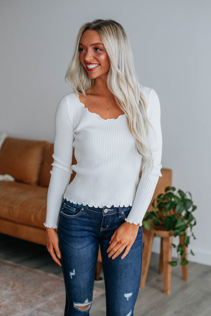 Windsor Ribbed Top - Ivory
