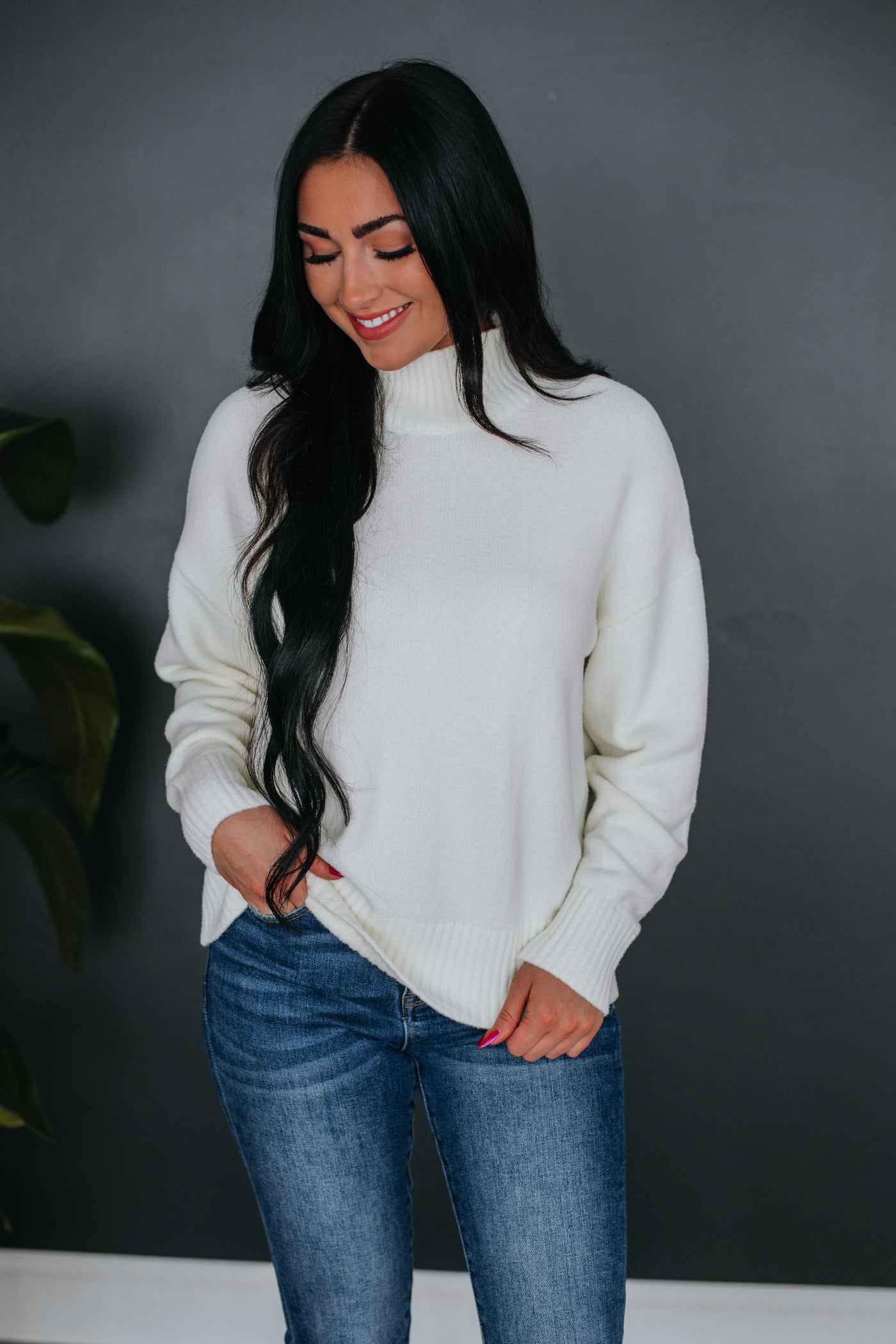Xena Mock Neck Sweater - Ivory