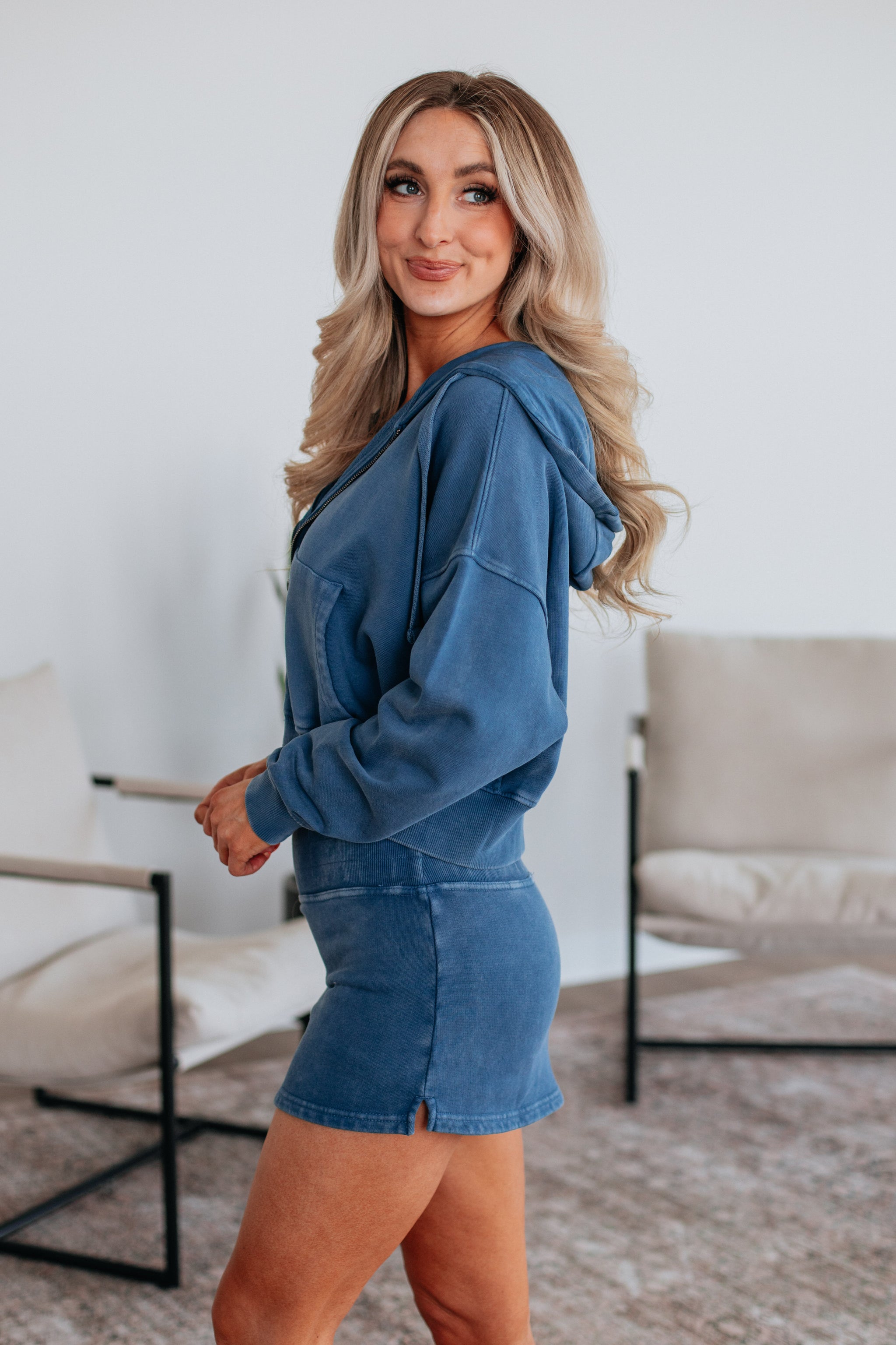 Zali Washed Skirt - Steel Blue