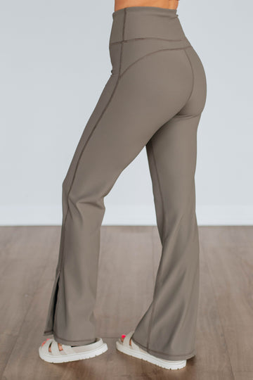 Zinia Ribbed Flare Leggings - Mink