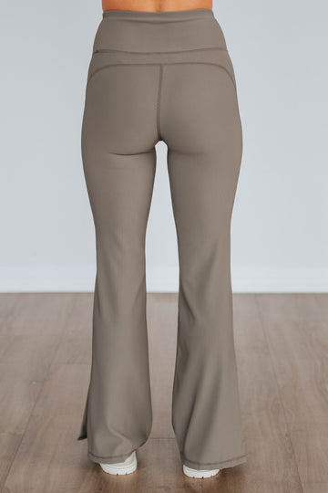 Zinia Ribbed Flare Leggings - Mink