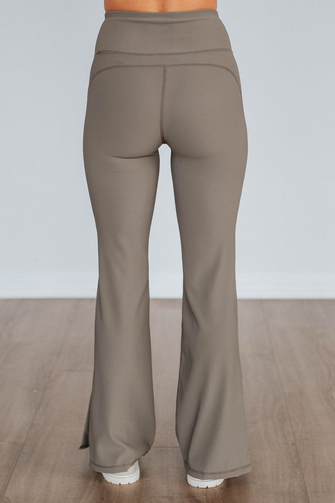 Zinia Ribbed Flare Leggings - Mink