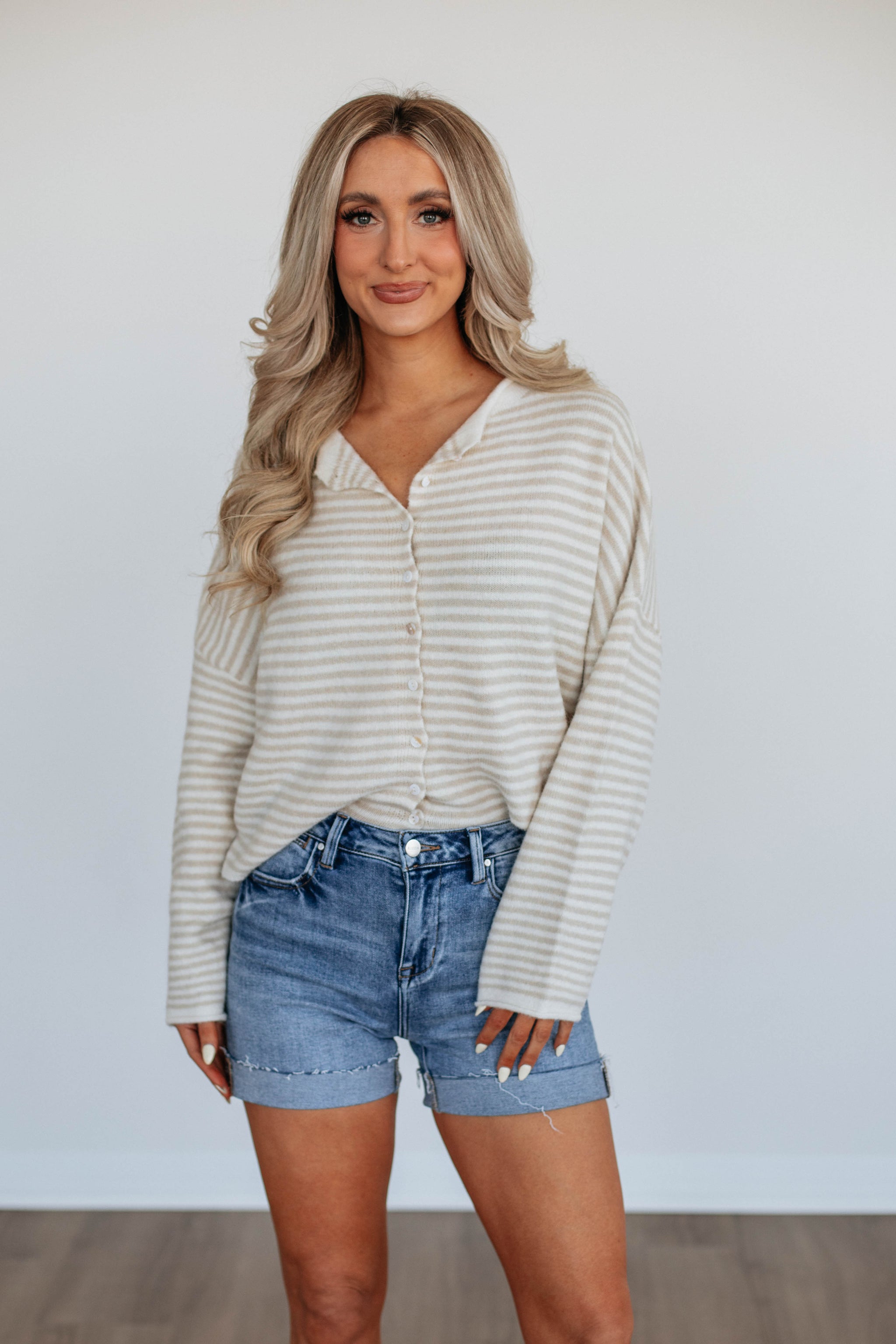 Zoelle Striped Cardigan - Cream Mix