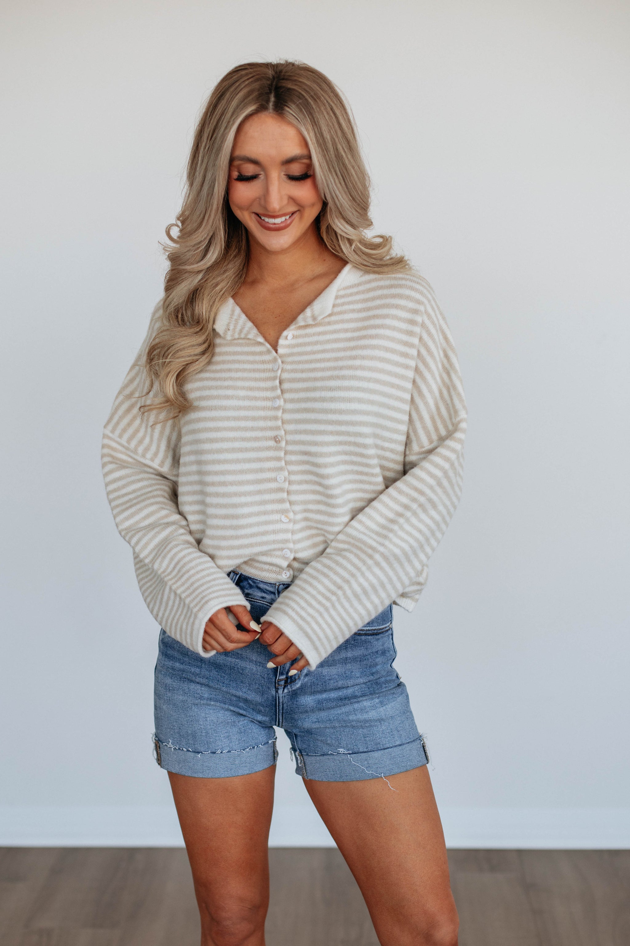 Zoelle Striped Cardigan - Cream Mix