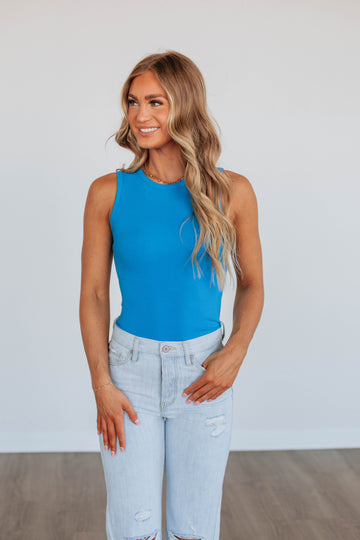 April Ribbed Bodysuit - Cerulean