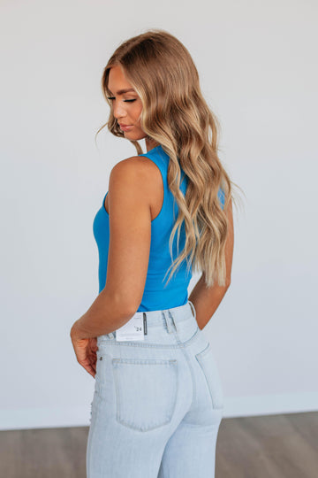 April Ribbed Bodysuit - Cerulean