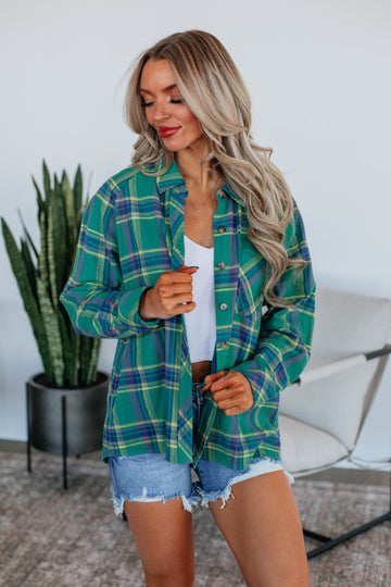 Jema Flannel Top - Jade Mix
