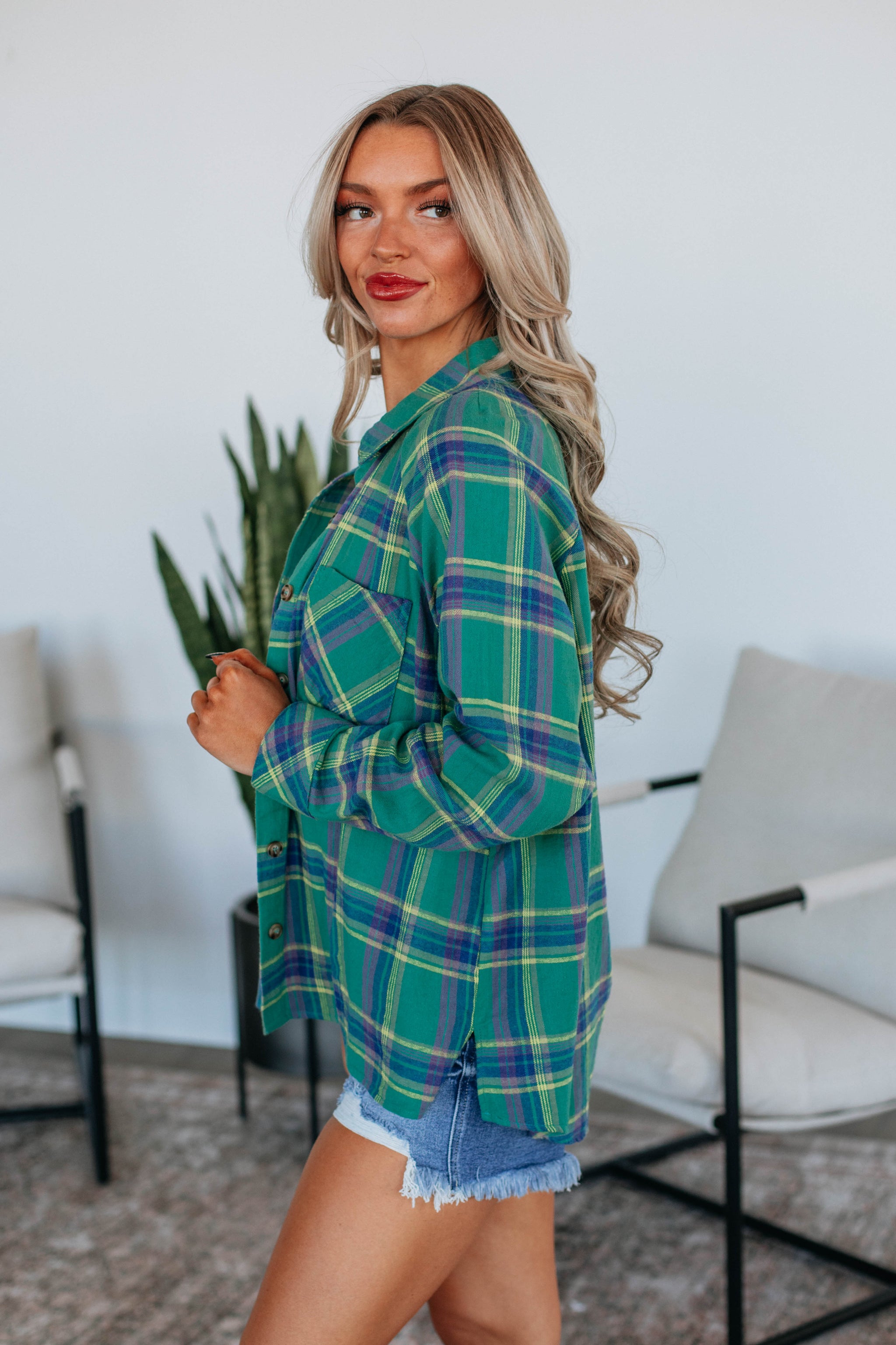 Jema Flannel Top - Jade Mix