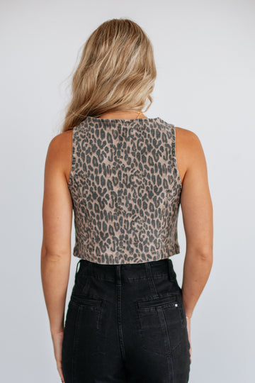 Rebel Hidden Denim Vest - Cheetah
