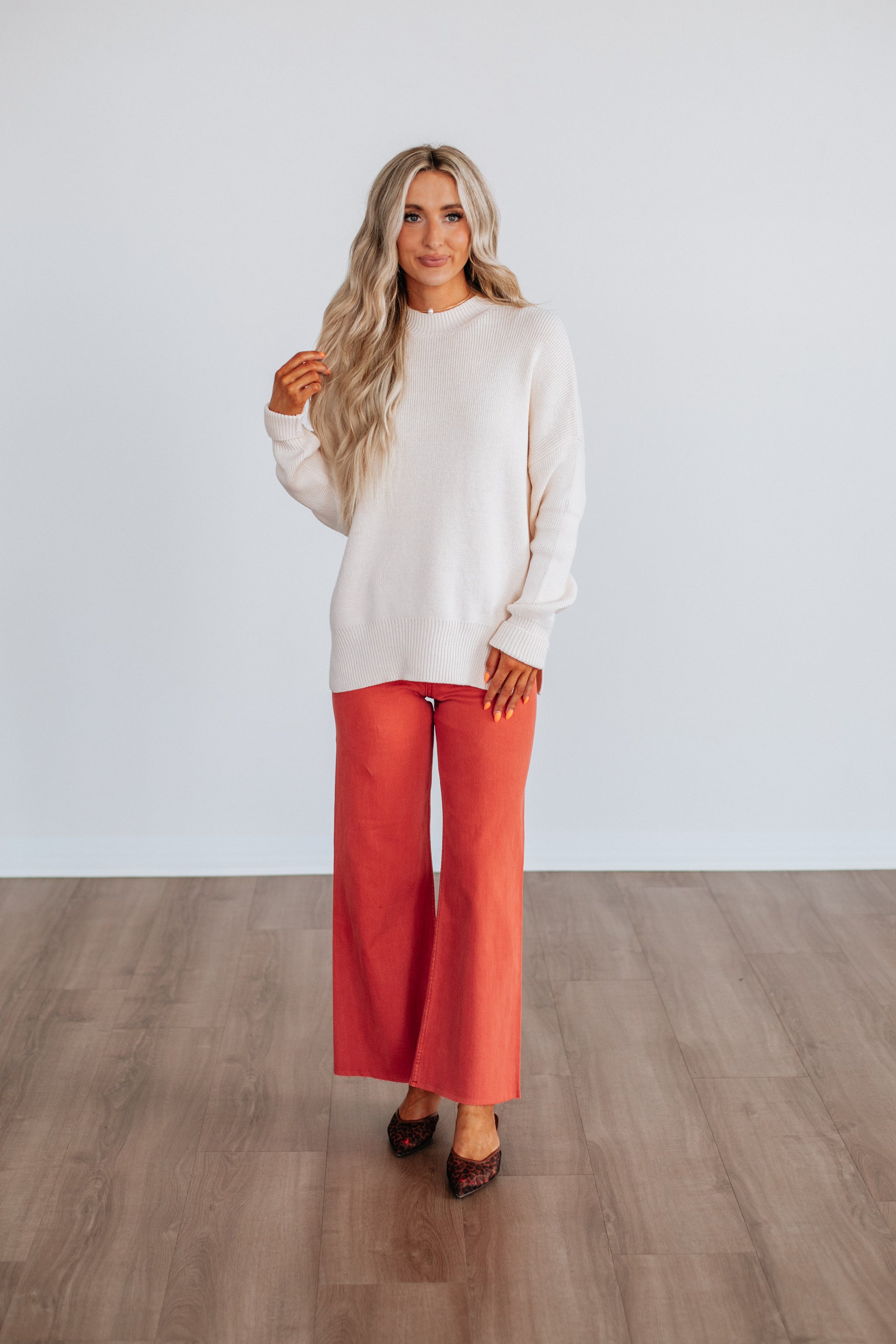 Linsley Wide Leg Pants - Burnt Orange