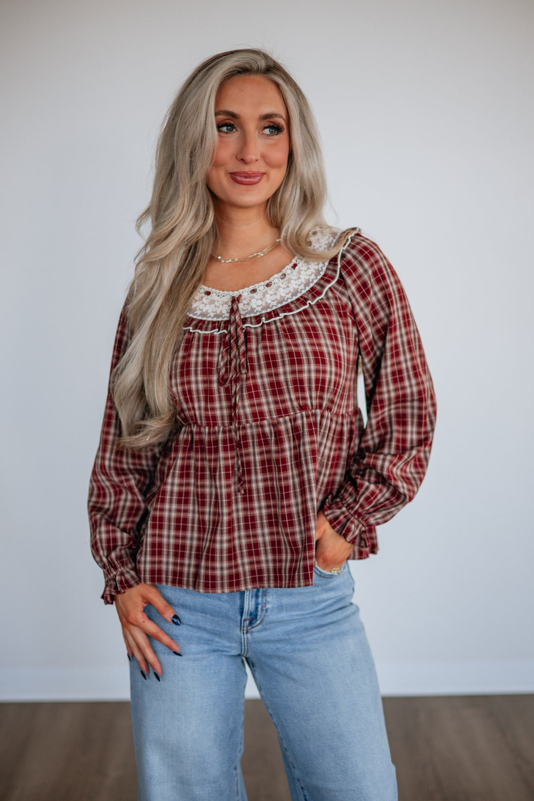 Novalie Plaid Blouse